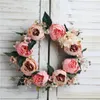 Decorative Flowers & Wreaths Rustic Rose Peony Silk Wreath Door Wall Decoration Artificial For Weeding Garlands Christmas Year Home Decoraio