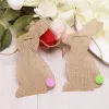 Happy Easter Vintage Jute Flag Natural Burlap Banner för påskdekorationer Bunny Pattern Bunting Banner