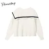 Yitimuceng Femme Pulls Vêtements d'hiver Blanc Noir Pulls Batwing Manches Japonais Mode Coréen Tops Ras Du Cou Tricot 210601