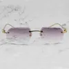 Diamond Cut Gereeglasses Frame Clear Carter Rimless Eye Glasses Frame för män och kvinnor Lyxiga glasögon Oculos EE Gau37f