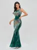Sleeveless O-neck Evening Party Dress Shinning Sequins Mermaid Prom Gowns Elegant Slim Robe De Soriee Women Full Dress 2022 New