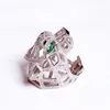 Ring Solid 925 Sier Sterling Leopard Head Finger Zirconia Cubic Panther Stones Animal Hollow Party Rings8802161
