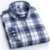 Męska moda szczotkowana szkocka krata w kratkę checks shirts single kieszonkowy z długim rękawem standardowy fit casual flanelowa koszula Gingham G0105