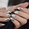 Fałszywe paznokcie srebrne lustro chłodna fałszywa dziewczyna metaliczna pigment paznokci trumna średnia pełna dekoracja Balerina Prud22
