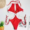 Sexy Swimwear Mulheres Swimsuit Feminino Halter Bathing Suit Hollow Out Monokini Natação Praia Push up 210702