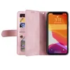 Retro Pure Color Flip PU Skórzane Portfel Telefon Przypadki do iPhone'a 12 Mini 11 Pro Max XR XS X 6S 7 8 plus samsung A82 A22 Wiele kart z wielokrotnymi kartami Zipper Purse Bracket Solidna Shell