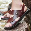 Sandales d'été mode hommes Yomior chaussures Vintage en cuir véritable antidérapant plage Slip-On voyage tongs pantoufles noir marron