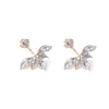 Daisy Flower Orecchini Gioielli Crystal Rose Giacche d'oro argento Giacche d'orecchio di alta qualità Leaf Ear clip orecchini per le donne