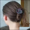 Hair Clips & Barrettes Jewelry Charm Clip Vintage Alloy Crab Mticolor Big Crystal Flower For Women Wedding Aessories Drop Delivery 2021 Wk48