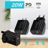 Snabb snabb laddning QC3.0 20W 12W PD Dual Ports Wall Charger EU US Power Adapters för iPhone 14 15 11 12 13 Samsung LG Android -telefon med detaljhandeln