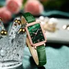 Curren kvinnor kvarts klockor läder mode charm rektangulära tunna armbandsur för damer klocka grön Q0524