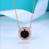 Original New TIF large double T round pendant necklace for women with white fritillaria carnelith inlaid with round clavicle G220223