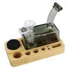 Vierkante glazen beker Bong Hookahs Creative Hookahs Set met houten basisaccessoires compleet