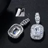 Mode nobele sieraden vierkante bedel ontwerper oorbellen voor bruid bruiloft 925 sterling zilver post wit blauw aaa zirconia koper vrouwen verlovingsoorbel cadeau