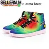 Shoes J Balvin 1s High OG Men Basketball Jumpman 1 Colores Y Vibras Tie dye Multi-Color Rainbow Women sneakers