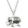 Pendant Necklaces 1 Piece Antique Bronze Silver Color 28x31mm Double Sided Elephant Necklace For Women 2021 Vintage Jewelry