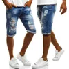 Erkek Şort Kot Yırtık Kısa Kot Hip Hop Tarzı Işık Jean Şort Delik Fermuar Fly Slim Fit Pantolon Rahat Erkekler Giyim G1209