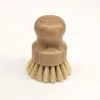 Palm Pot Brosse Bambou Rond Naturel Mini Gommage Brosses Cuisine Humide Nettoyage Laveur pour Laver La Vaisselle Casseroles Casseroles Légumes