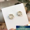 South Korea Small Fresh Sweet Cute Heart Crystal Stud Earrings Temperament Geometric Round Pearl Zircon Earrings Party Factory price expert design Quality Latest