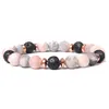 Bracelet de perles de pierre de zèbre rose naturel 8mm pierre de lave perlée charme diffuseur bracelet bijoux de yoga pour femmes hommes bracelet d'amitié