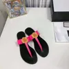 2021 Designer Slides Woman Slippers Classic Women Sandals Double Metal G letter Black White Gold Red Yellow Flip Flops 35-42 Summer Beach Foam Runner With Gift Box