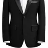 Svart Formell Bröllop Tuxedo för Groom 2 Piece Slim Fit Män Passar Med Peaked Lapel Prom Boyfriend Man Mode Jacka Med Byxor X0909