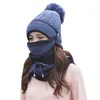 Women Hat Hat Sconef Winter Sets Cap Mask Collar Protection Girls Meninas Acessório de clima frio Lã de malha de lã262w