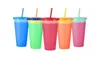 24 Oz Color Zmiana kubka wielokrotnego użytku, 5 paczek z pokrywką / słomiami, letnie kawa kubki Party Partia dla dorosłych, mrożona kubek kawy, BPA za darmo