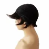Krótki Bob Pixie Cut Ludzki Włosy Peruka z grzywką dla kobiet Natural Black Proste Kolor Brazylijski Remy Machine Made Wigs