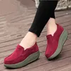 Chaussures habillées LIHUAMAO Style britannique daim cuir femmes sans lacet compensées plate-forme mocassins peu profonds pompes bureau dames Sneaker