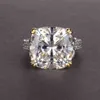 Kussen Cut 10CT Diamond Ring 100% Originele 925 Sterling Zilver Engagement Wedding Band Ringen voor Dames Party Sieraden 211217