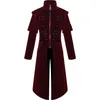 Mélanges de laine pour hommes Château européen médiéval Vampire Devil Red Coat Trench Cosplay Costume Moyen Âge Cour victorienne Nobles Vêtements Viol22