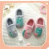 Non-slip Children Home Slippers Baby Warm Cotton Indoor Shoes Winter Cartoon Dinosaur Kids Boys Girls Flops Soft 220208