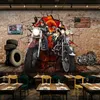 Custom 3D Wallpaper Retro Motorcycle Nostalgic Brick Wall Murals Restaurant Cafe Background Wall Decor European Style Wallpapers