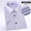 Spring Fashion Casual Plus Size 5xl 6xl 7xl 8xl Easy-care Striped Twill Short Sleeve Men Dress Shirt Large Big Blue Green Q190518