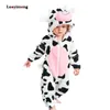 Infantile Barboteuses Bébé Fille Vêtements Kigurumi Pyjama Animal Cartoon Enfants Combinaison Nouveau-Né Toddler Bébé Barboteuse Renard Vache Panda Hiver 210315