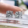 3つの銀のスタッドのイヤリング7 * 7mm正方形の高い炭素ダイヤモンドの結婚式の党の宝石類2021