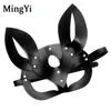 Sexig pu läder kattmask för kvinnor bdsm fetisch kattöron svart ögonmask halloween carnival club party masker catwoman cosplay mask 200929