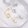 Andywen 925 Sterling Silver Gold Purple Zircon Square Chain Drop Earring Lyx Piercing Rock Punk Oregelbundna fina Smycken 210608