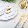 Dinina -de -jantar descartável 30 peças de utensílios de mesa de talheres dourados de prata de talheres de plástico branco conjunto de talheres de festas de casamento