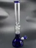 Blå färgglas Vatten Bongs för olja DAB Rigger Hookah med skålar Filtrulla Tillbehör