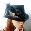 Masques de fête Rétro Vintage Unisexe Steampunk Rose Gears Noir Top Hat avec ailes et plumes gothique victorien Halloween Lolita Cospl9431751