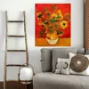 Solrosor Oljemålning av Vincent Van Gogh Flower Canvas Wall Art Pictures Reproduktioner för kök, Badrum, Heminredning, Impressionist, Vertikal, Handgjord