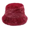 Chapeau d'hiver en fausse fourrure pour femmes, couleur unie, motif de lettres, seau, doux et chaud, Gorros Mujer