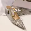Lüks Bing Armut Rhinstone Flats Ayakkabı Sandalet Kadın Kristal Kayışı Zapatos Mujer Slingback Terlik Sandal Seksi Parti Düğün Nedime