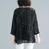 Mode Femmes Blouse et Tops Dames Tops Chemisier en mousseline de soie Chemises V-Col Noir Top Vêtements de mode coréenne harajuku 3139 50 210527