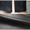 Aachoae Black PU Leather Skirt Women Midi Sexy High Waist Bodycon Split Skirt Office Pencil Skirt Knee Length Plus Size 210306