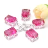 Mix 5 peças pingentes luckyshine brilho retângulo rosa melancia turmalina pedra preciosa 925 prata pingente colares290l