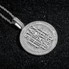 Iced Out Round Pendant Necklace Letter Saty Hard Gold Silver Plated Mens Hip Hop Necklaces Jewelry