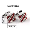 Crystal Stripes manschettknappar Black Red Stripe Diamond Cuff Links -knappen för Mens Formal Business Business Suit Shirt Smycken Will och Sandy